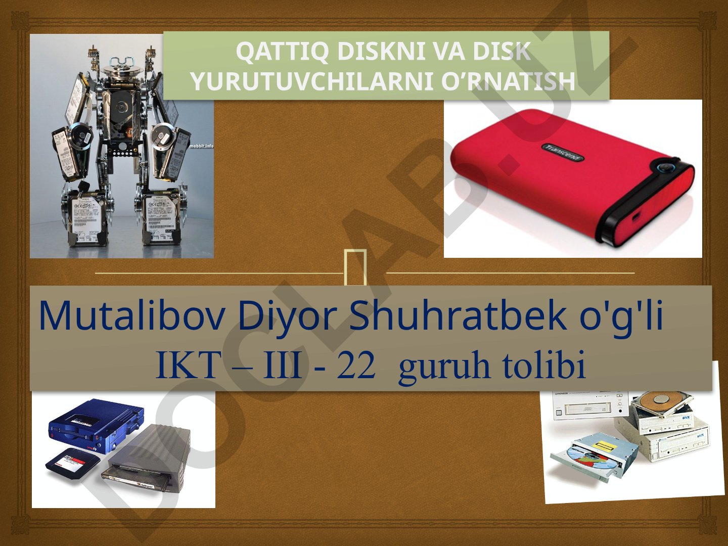 Qattiq disk va disk yurutuvchilarni o'rnatish