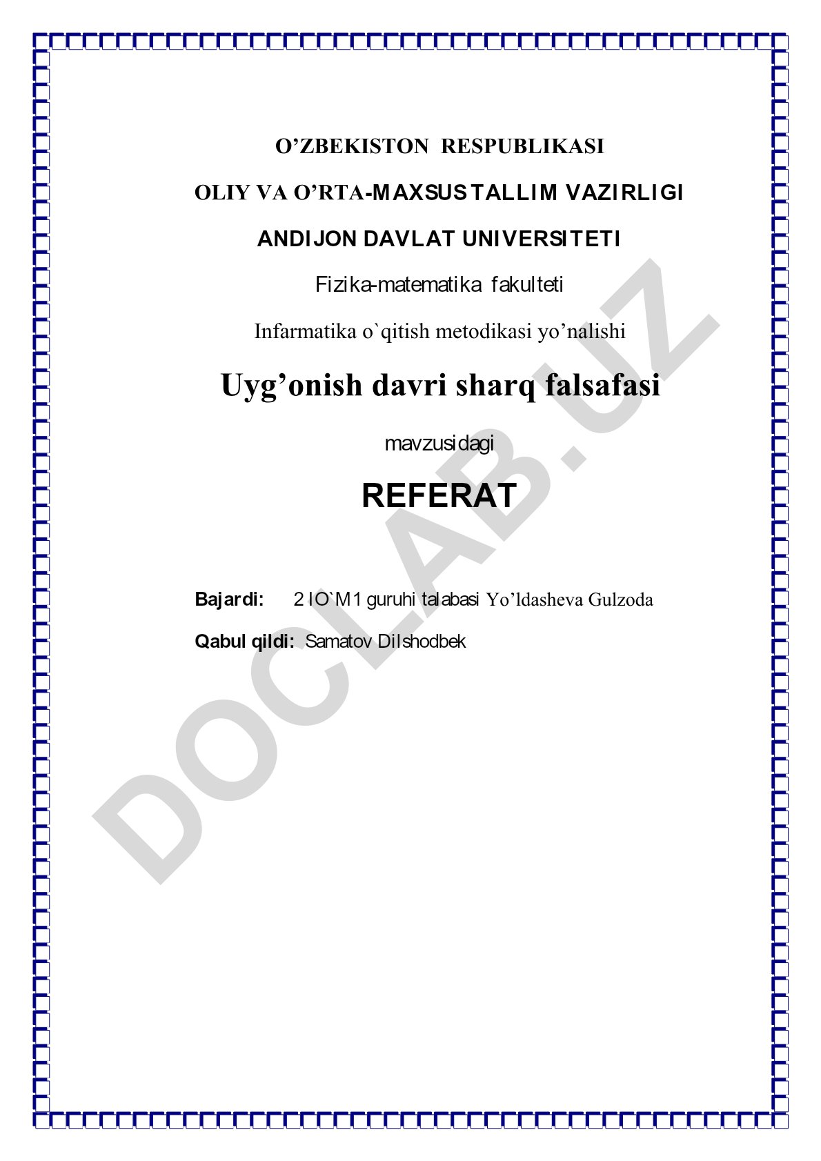 Uyg'onish davri sharq falsafasi