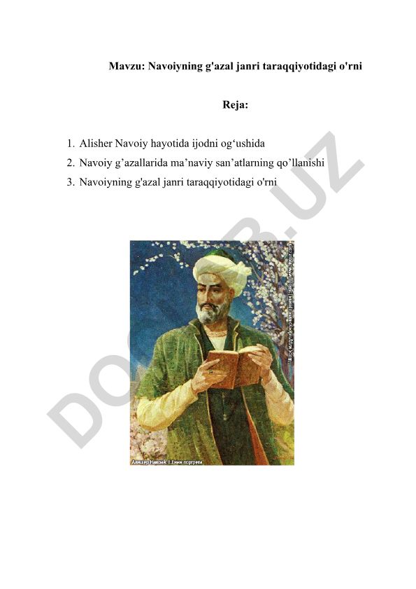 Navoiyning g'azal janri taraqqiyotidagi o'rni