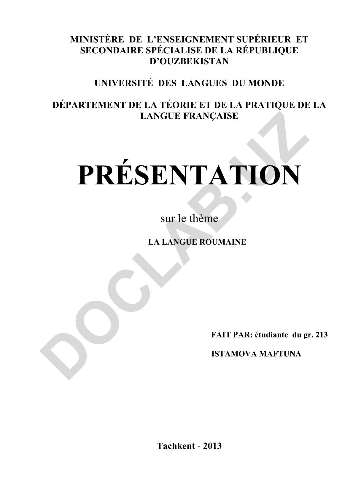 La langue roumaine