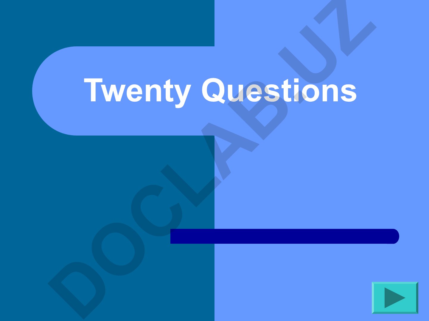 Twenty Questions o'yini uchun o'quv materiali