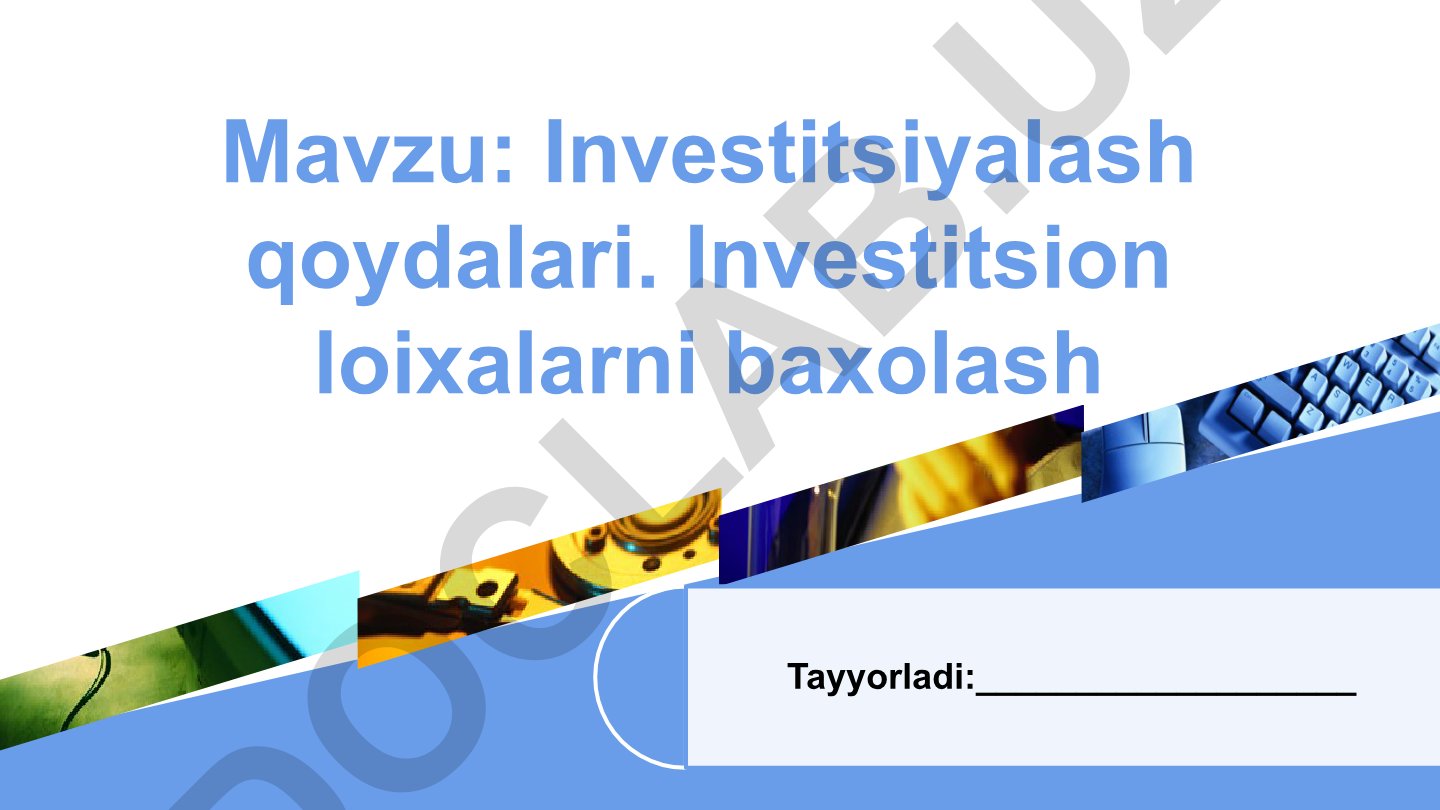Investitsiyalash qoidalari va investitsion loyihalarni baholash usullari