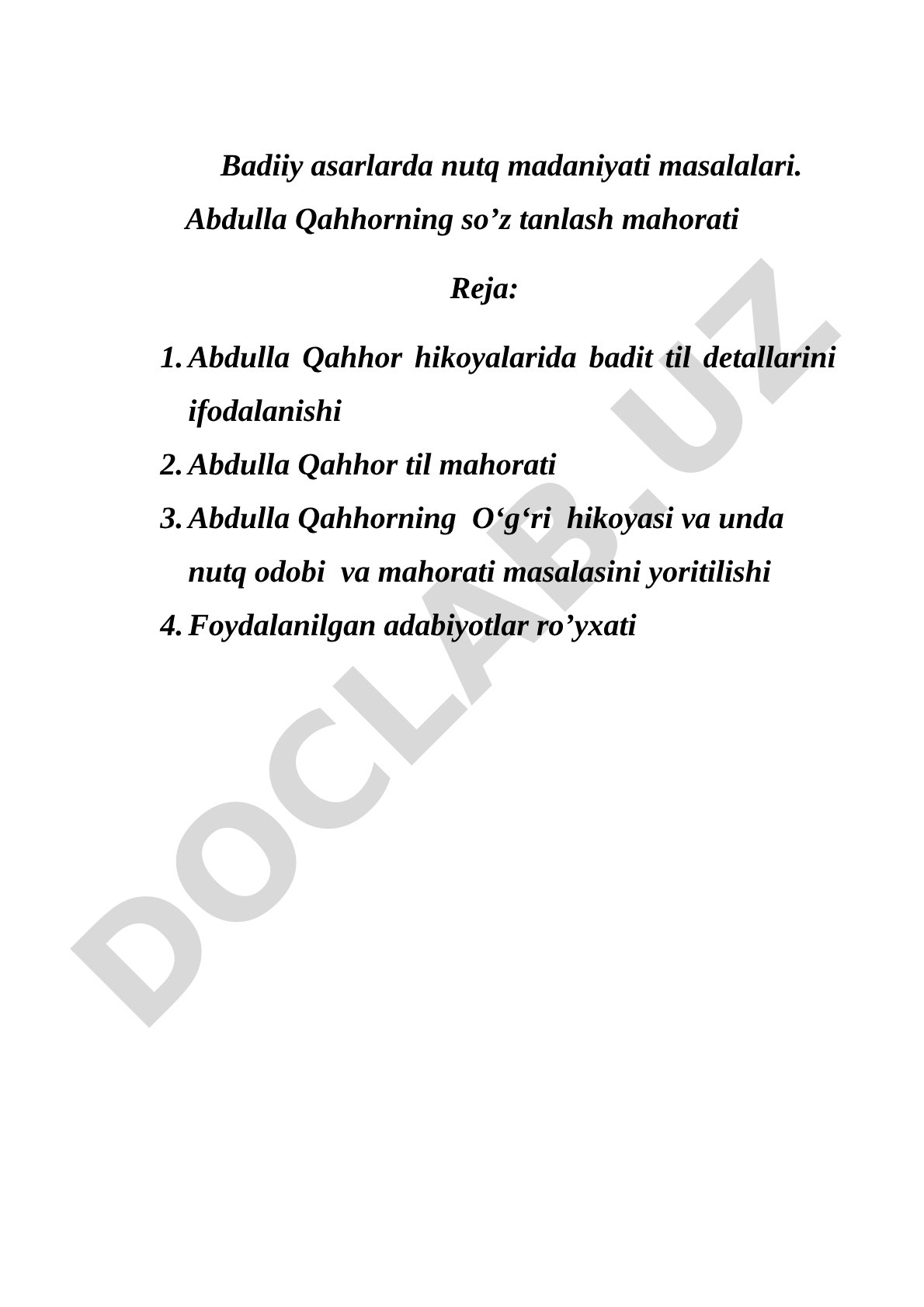Badiiy asarlarda nutq madaniyati masalalari. Abdulla Qahhorning so'z tanlash mahorati
