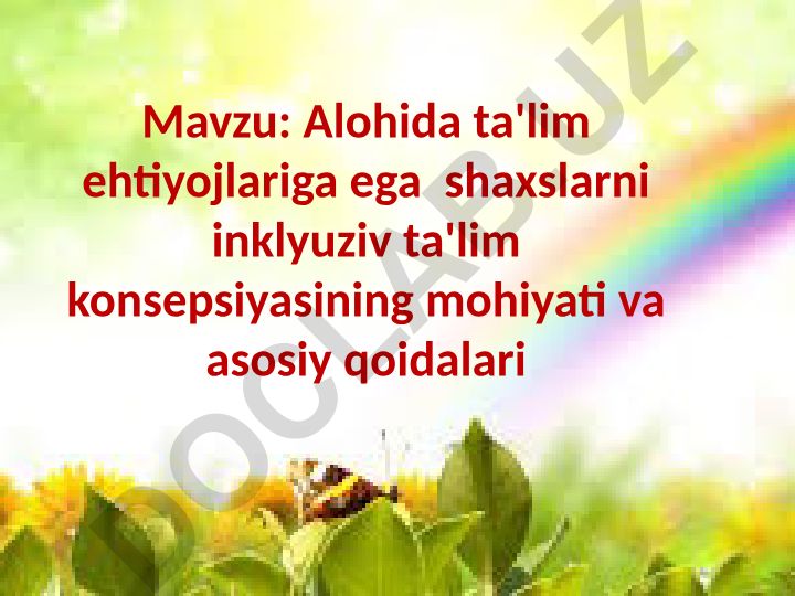 Alohida ta'lim ehtiyojlariga ega shaxslarni inklyuziv ta'lim konsepsiyasining mohiyati va asosiy qoidalari