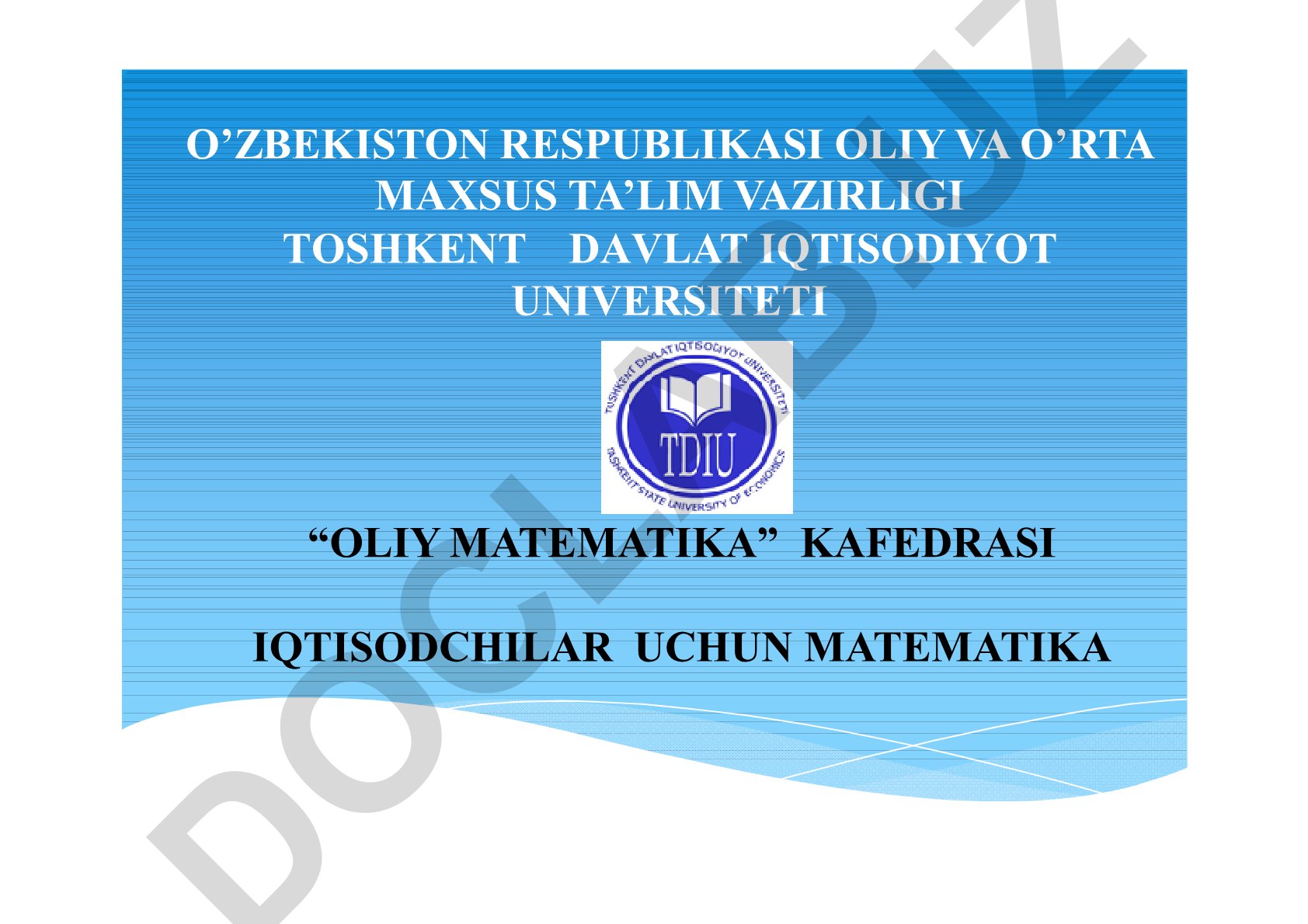 Iqtisodchilar uchun matematika fanining chiziqli algebra bo'limi