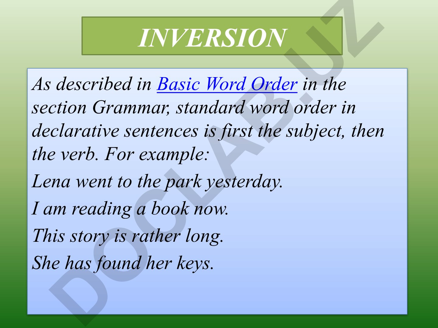 Inversion in English Grammar
