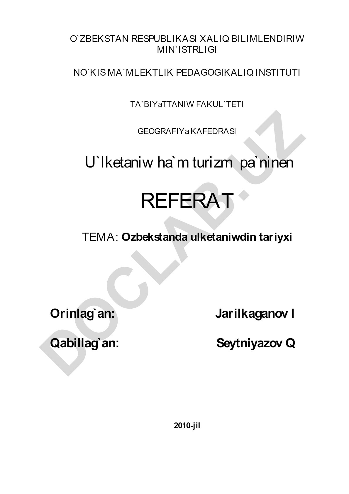 O'zbekistonda o'lkanishning tarixi