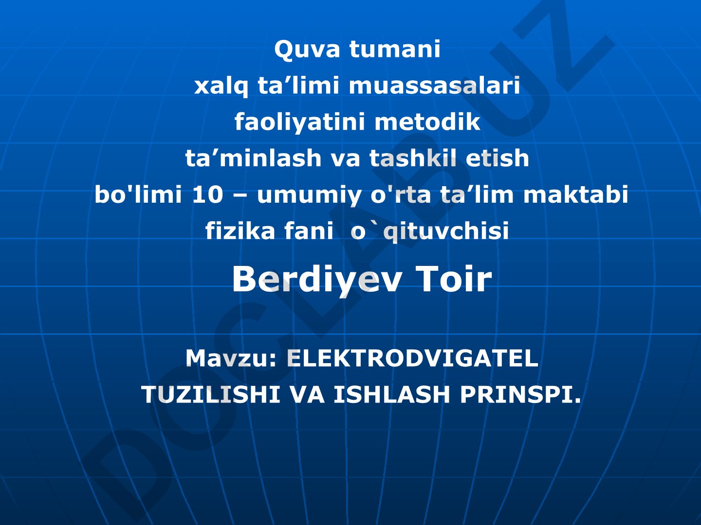 ELEKTR ОDVIGATEL TUZILISHI VA ISHLASH PRINSPI