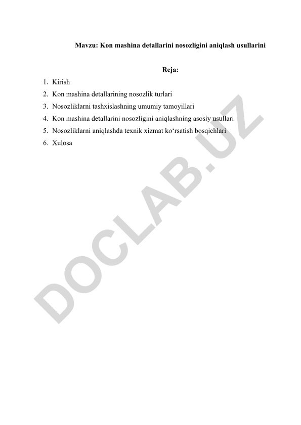 Kon mashina detallarini nosozligini aniqlash usullari