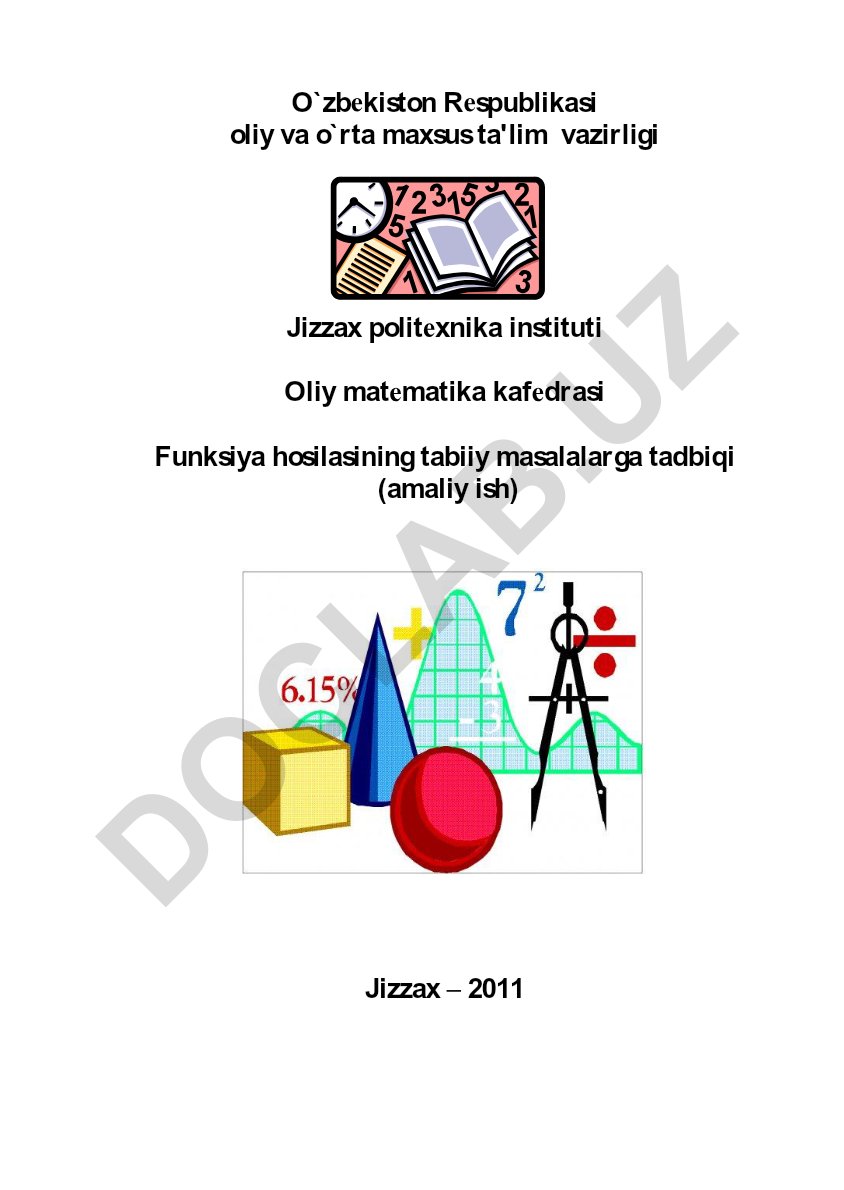 Funksiya hosilasining tabiiy masalalarga tadbiqi