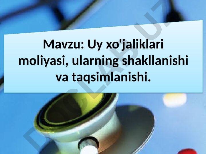 Uy xo'jaliklari moliyasi, ularning shakllanishi va taqsimlanishi