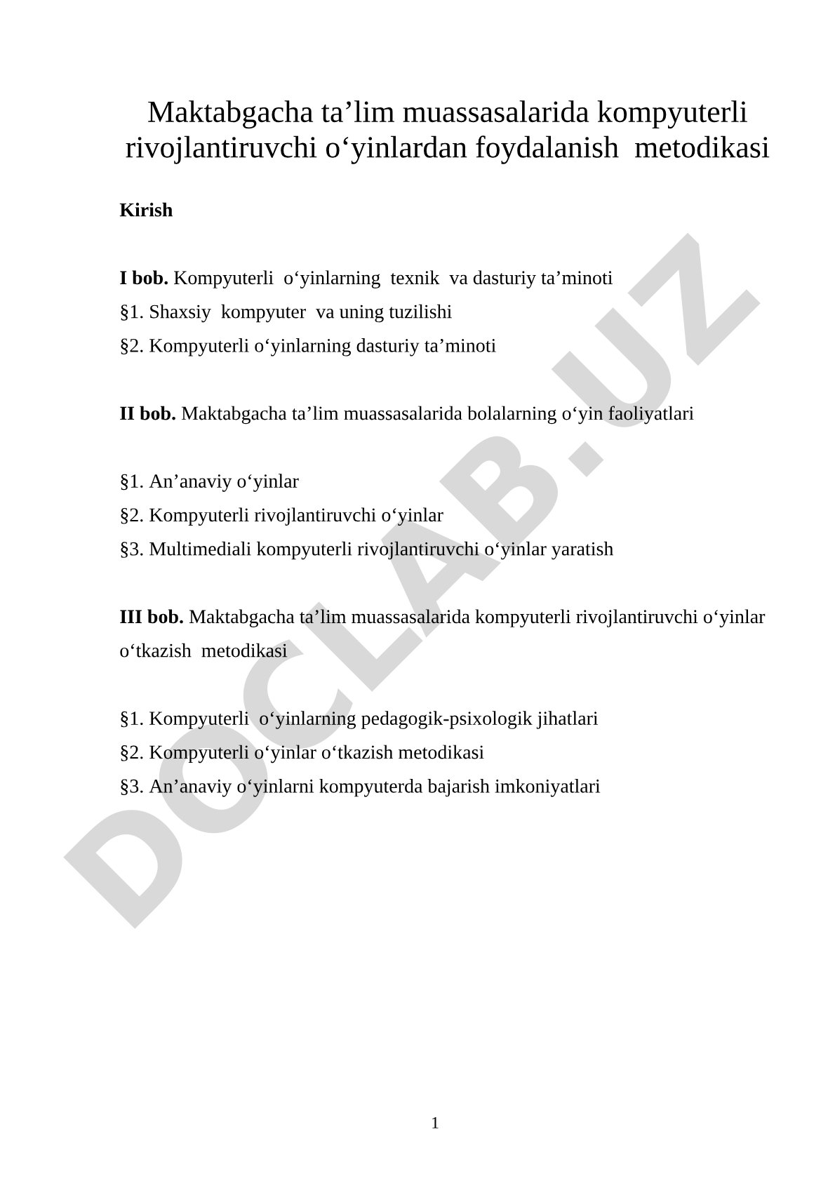 Maktabgacha ta'lim muassasalarida kompyuterli rivojlantiruvchi o'yinlardan foydalanish metodikasi