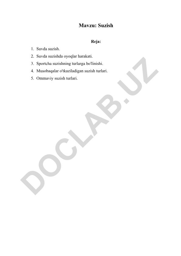 Suzish Reja: Suvda suzish, sport turlari va tarixi