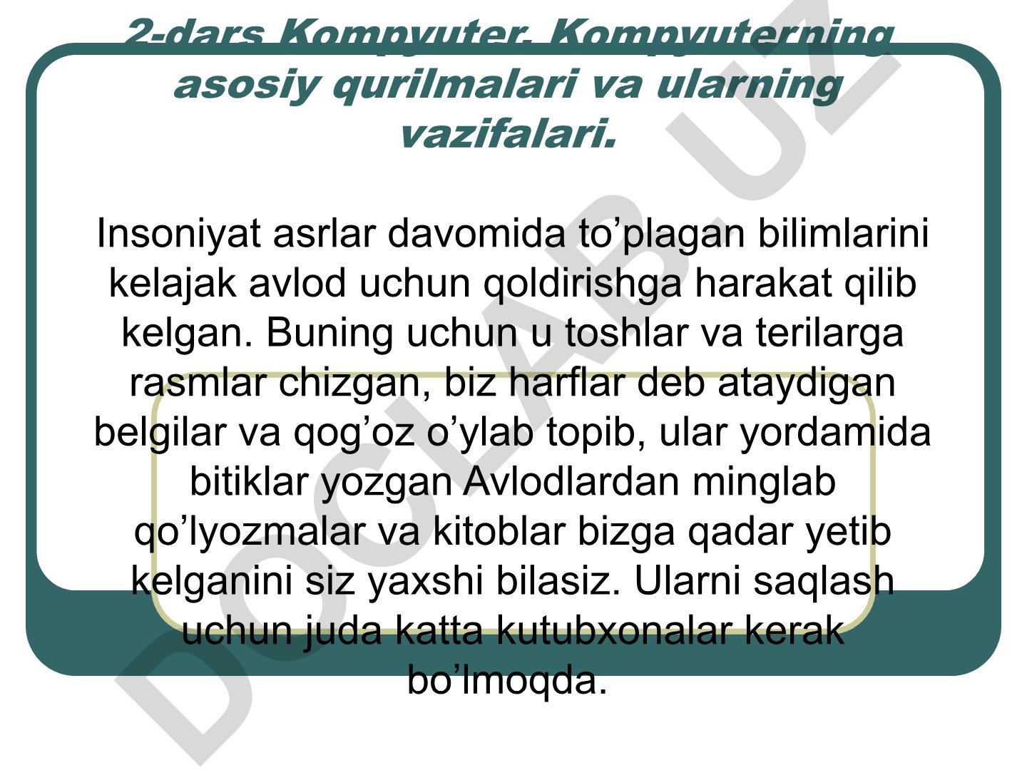 Kompyuterning asosiy qurilmalari va ularning vazifalari