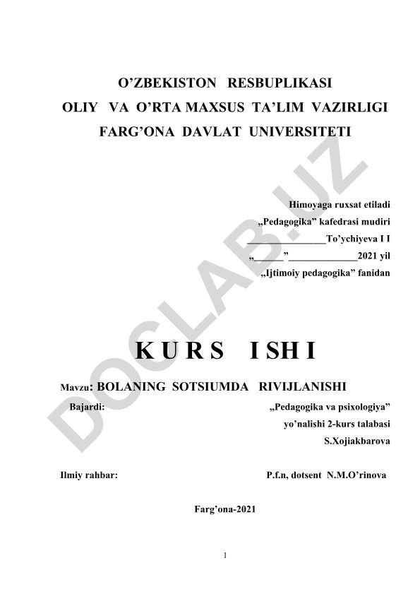 Bolaning sotsiumda rivojlanishi