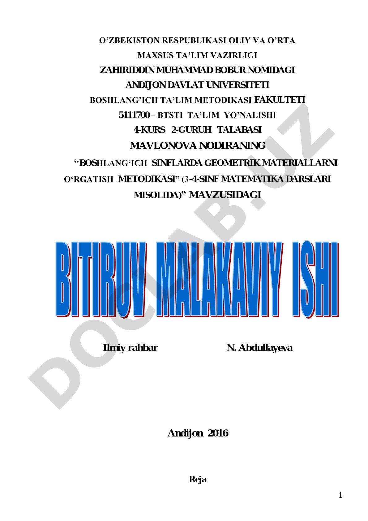 Boshlang‘ich sinflarda geometrik materiallarni o‘rgatish metodikasi