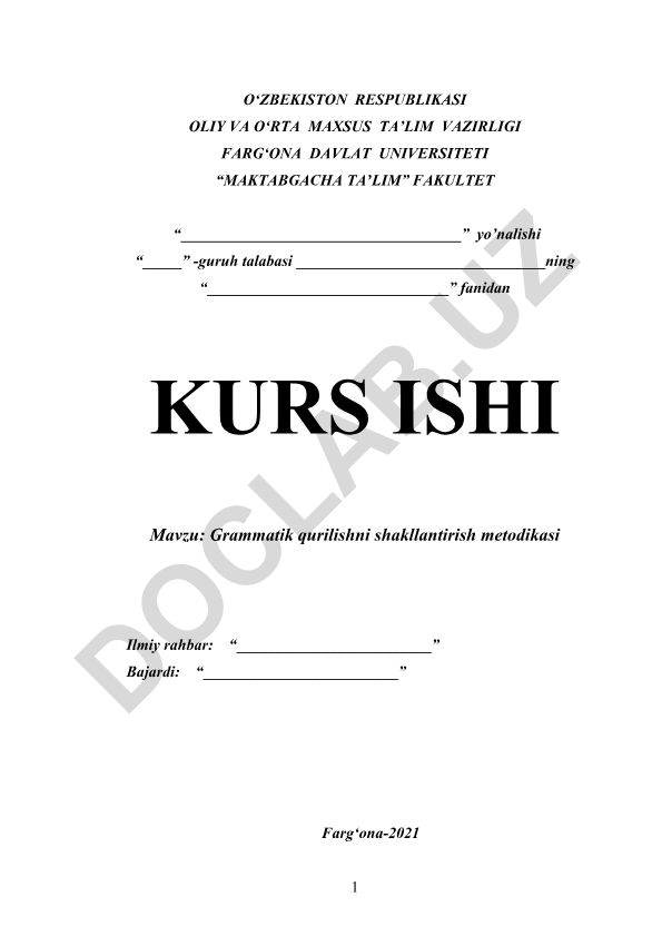 Grammatik qurilishni shakllantirish metodikasi