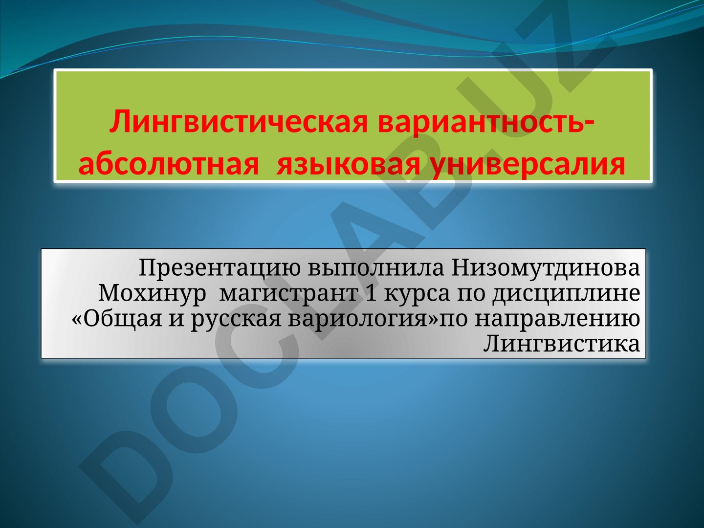 Лингвистическая вариантность как абсолютная языковая универсалия