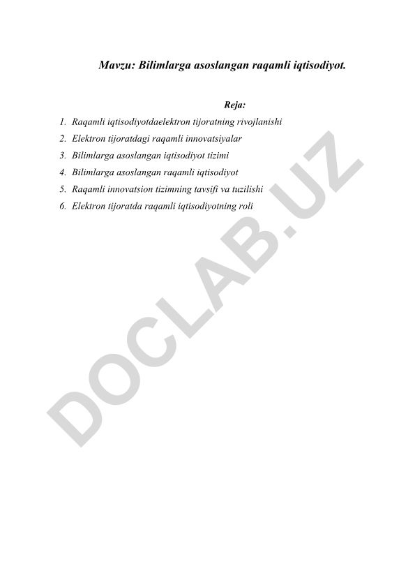 Bilimlarga asoslangan raqamli iqtisodiyot