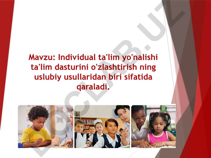 Individual ta'lim yo'nalishi ta'lim dasturini o'zlashtirishning uslubiy usullari