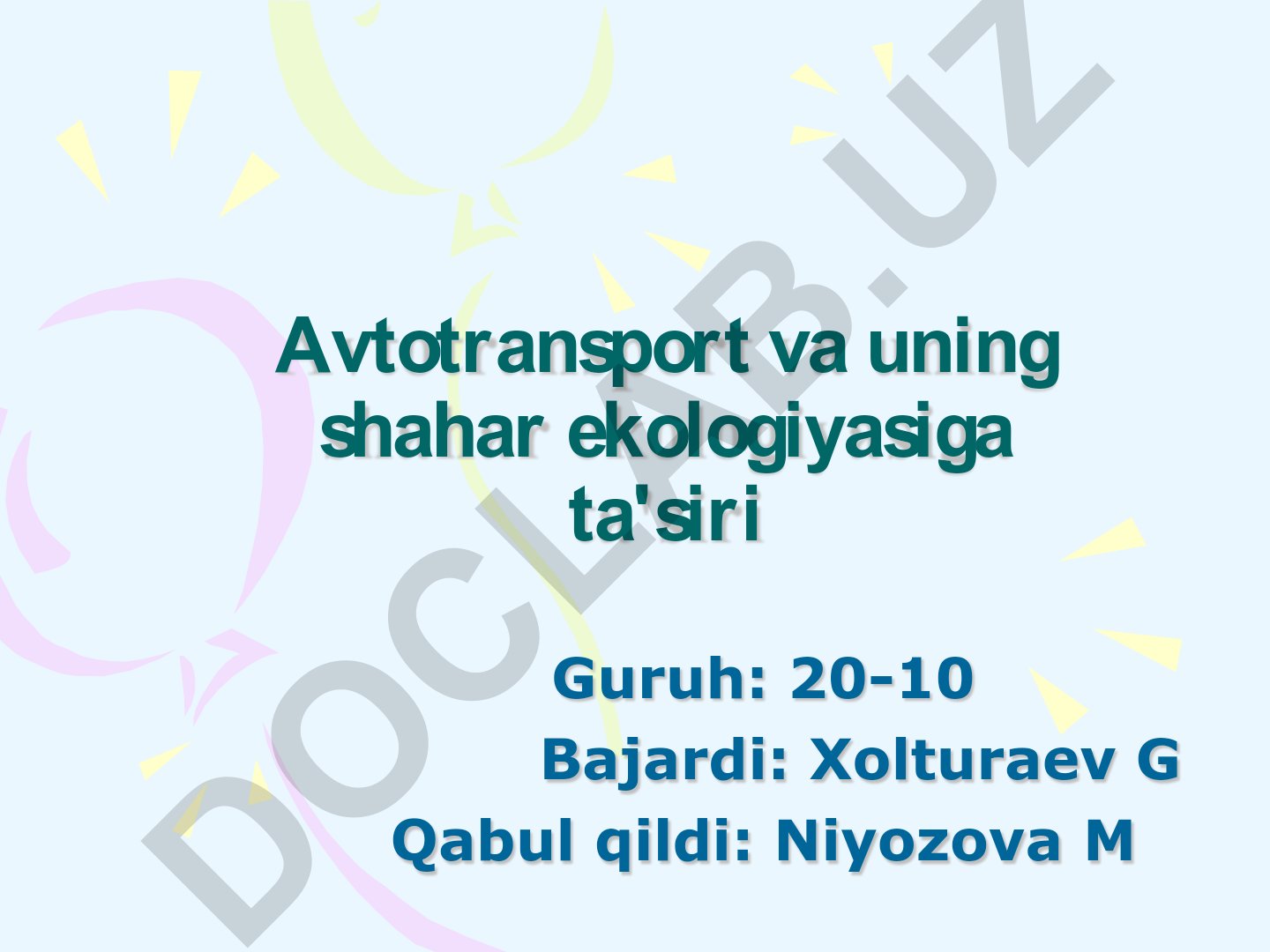 Avtotransport va uning shahar ekologiyasiga ta'siri
