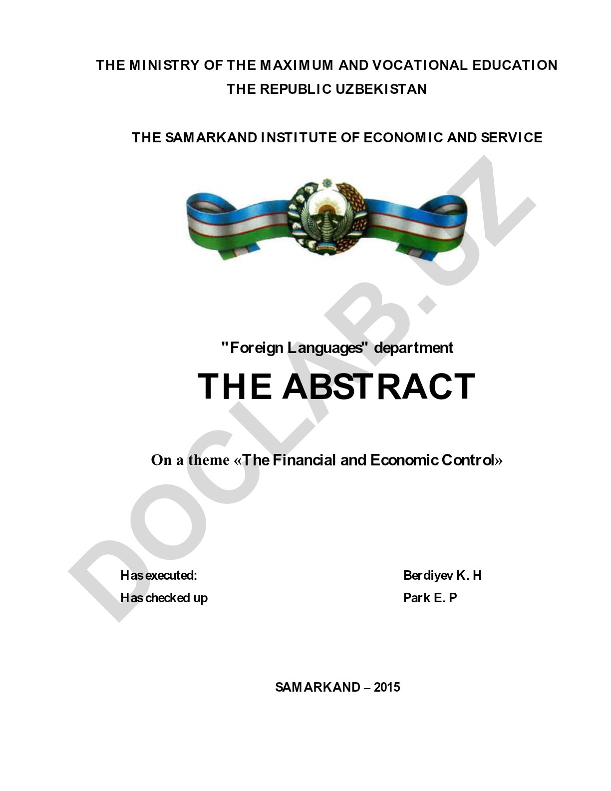 The Financial and Economic Control