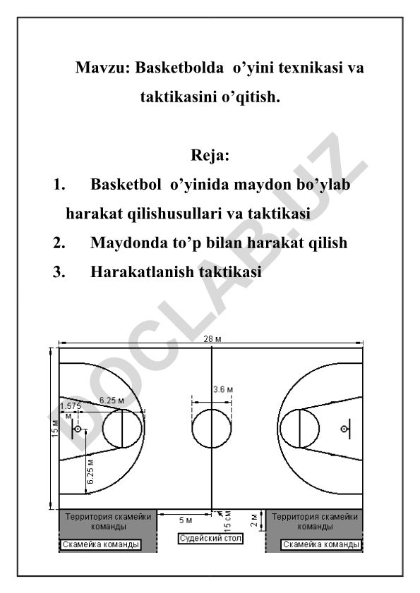 Basketbolda o’yini texnikasi va taktikasini o’qitish