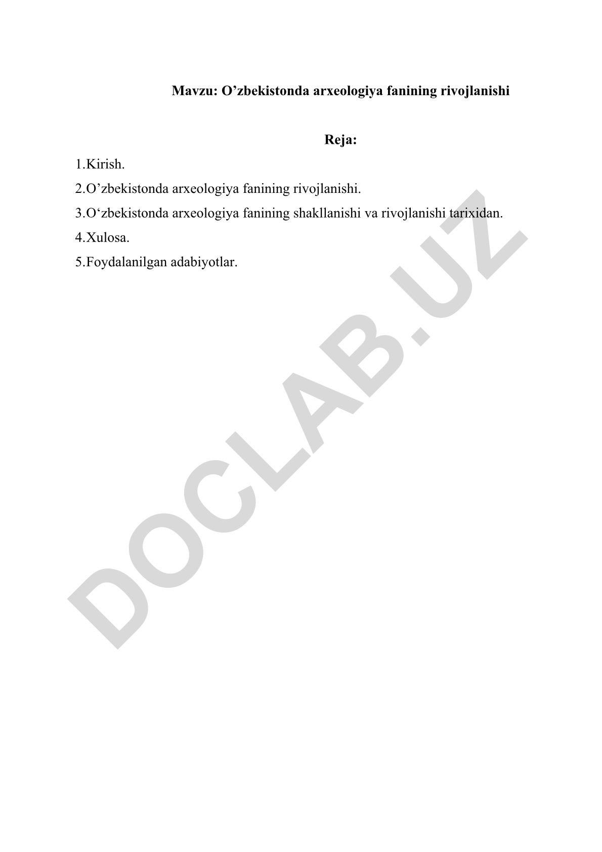 O’zbekistonda arxeologiya fanining rivojlanishi