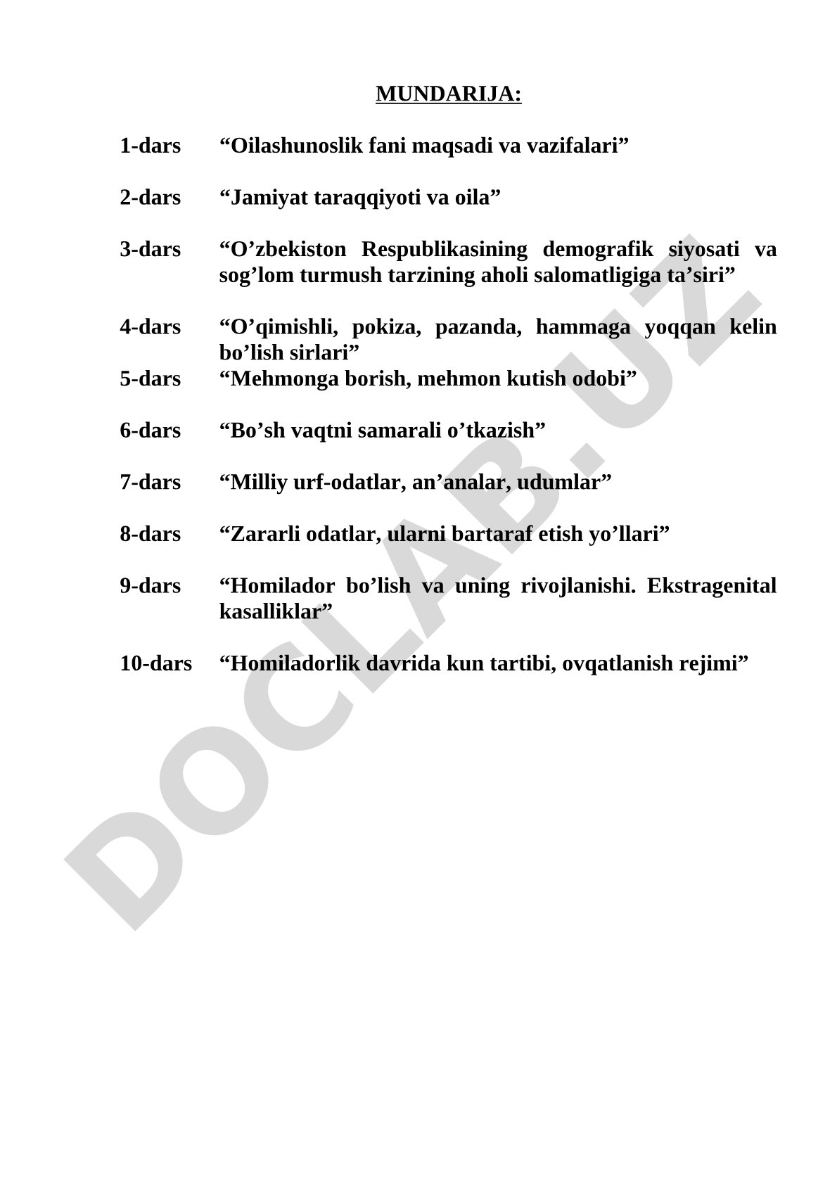 Oilashunoslik fani maqsadi va vazifalari