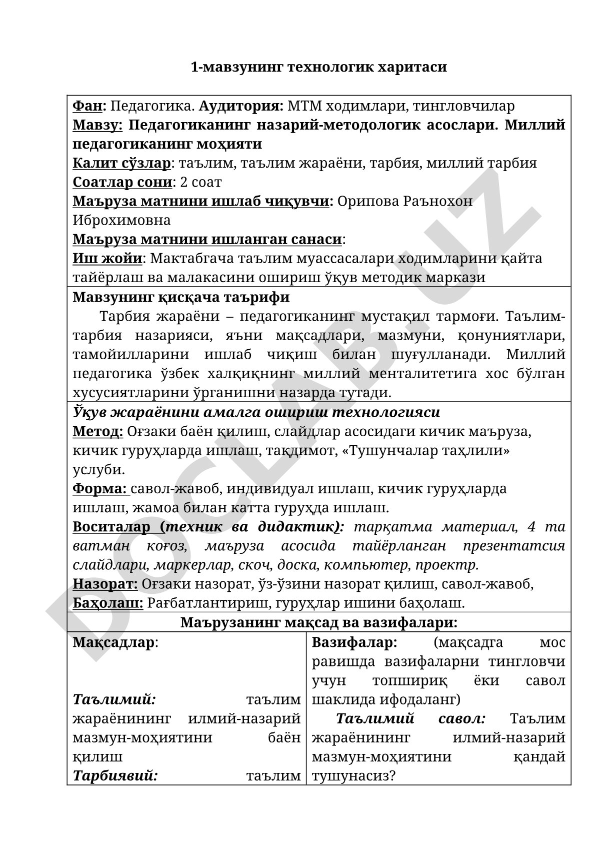 Педагогиканинг назарий-методологик асослари. Миллий педагогиканинг моҳияти