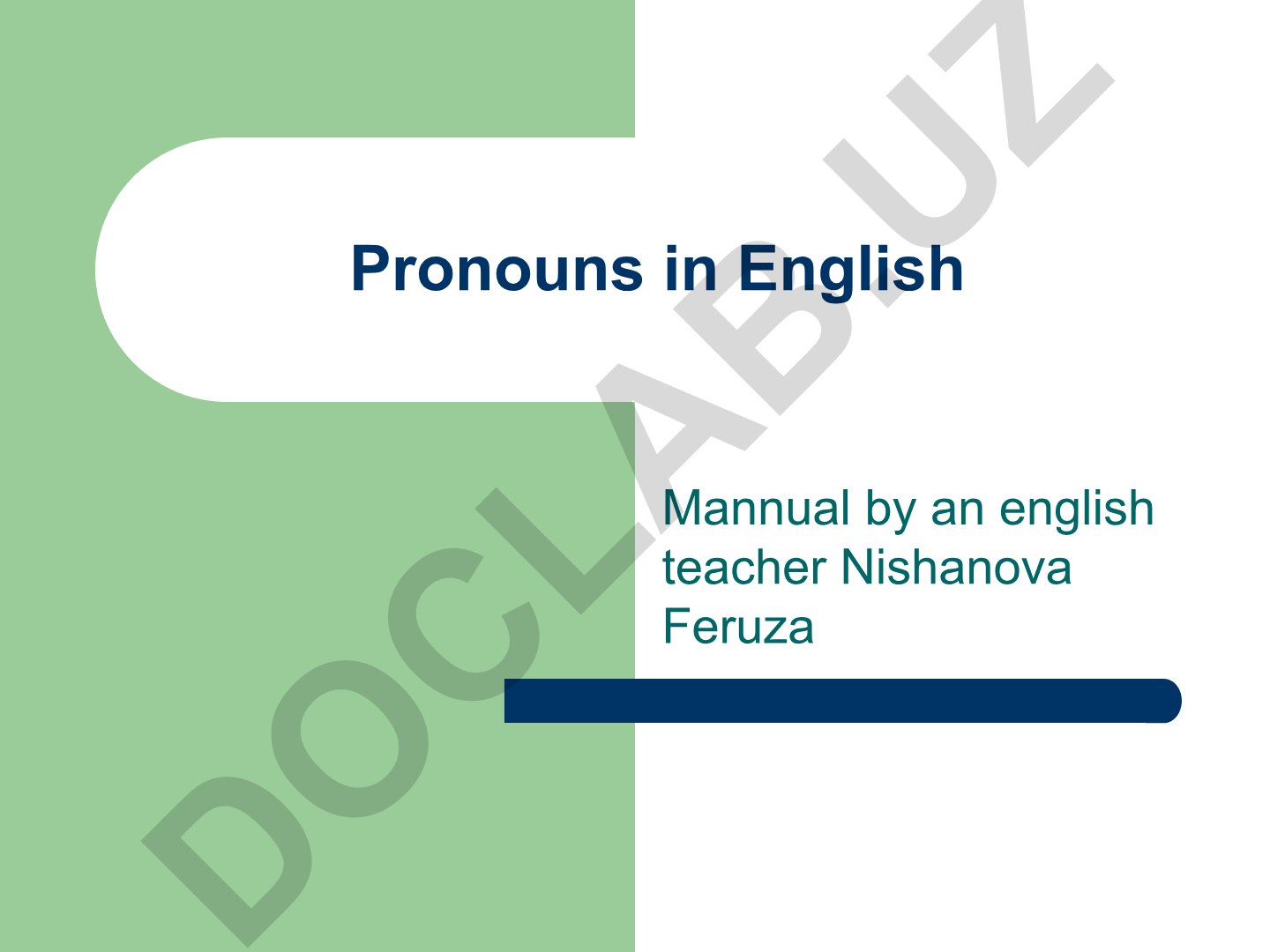 Pronouns in English manual