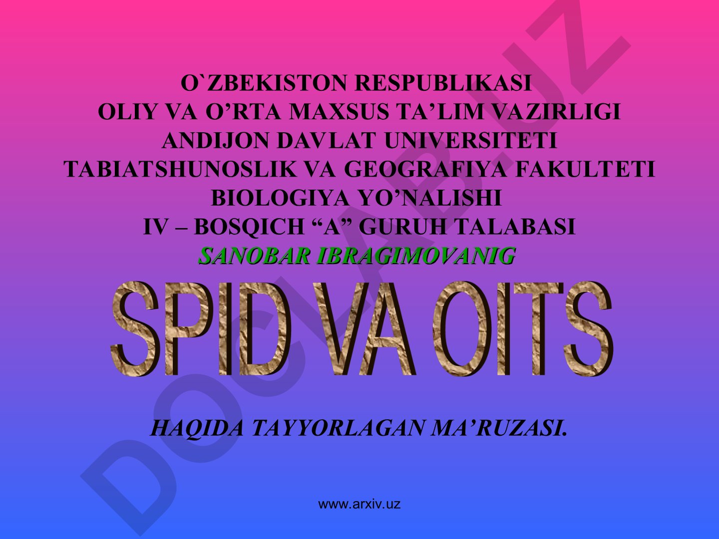 OIV va OITS haqida ma'lumot