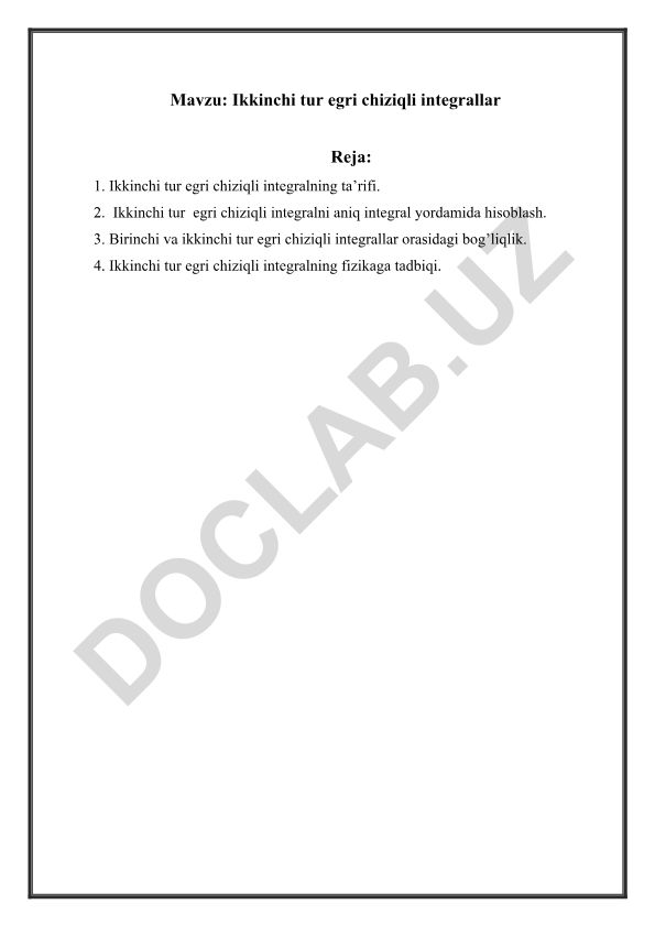 Ikkinchi tur egri chiziqli integrallar