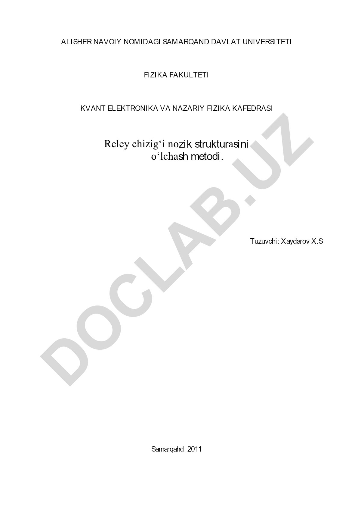 Reley chizig‘i nozik strukturаsini o‘lchаsh metodi