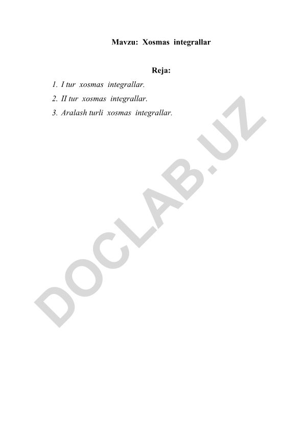 Xosmas integrallar