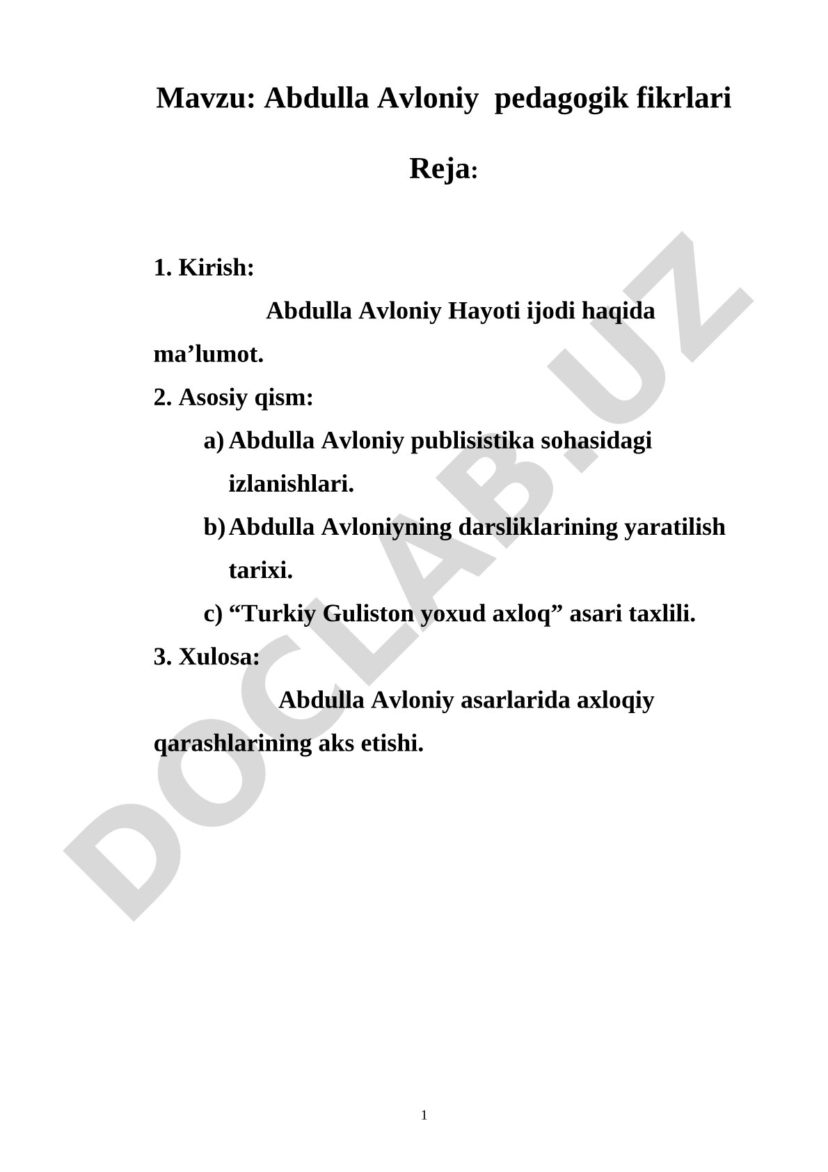 Abdulla Avloniy pedagogik fikrlari