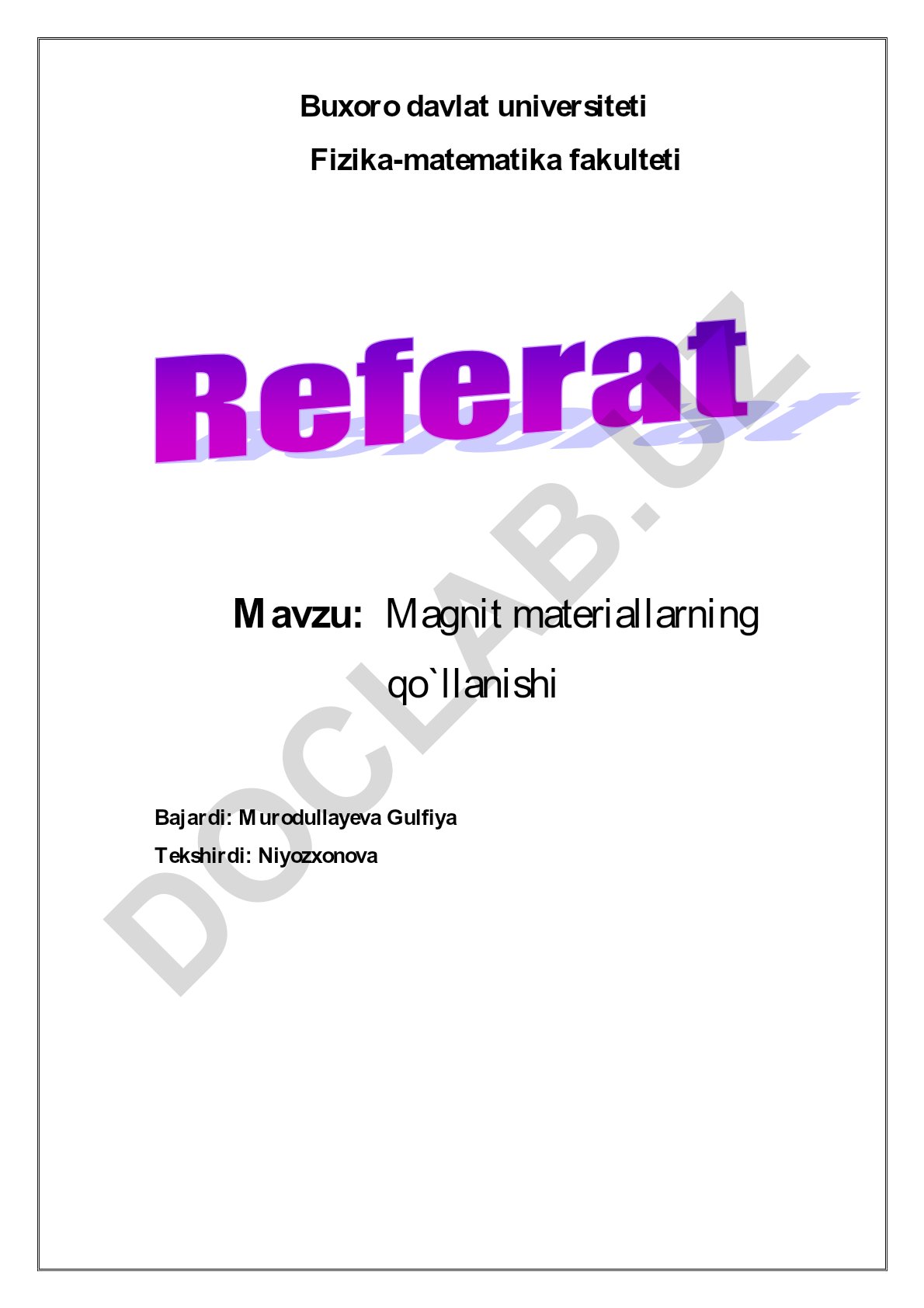 Magnit materiallarning qo`llanishi