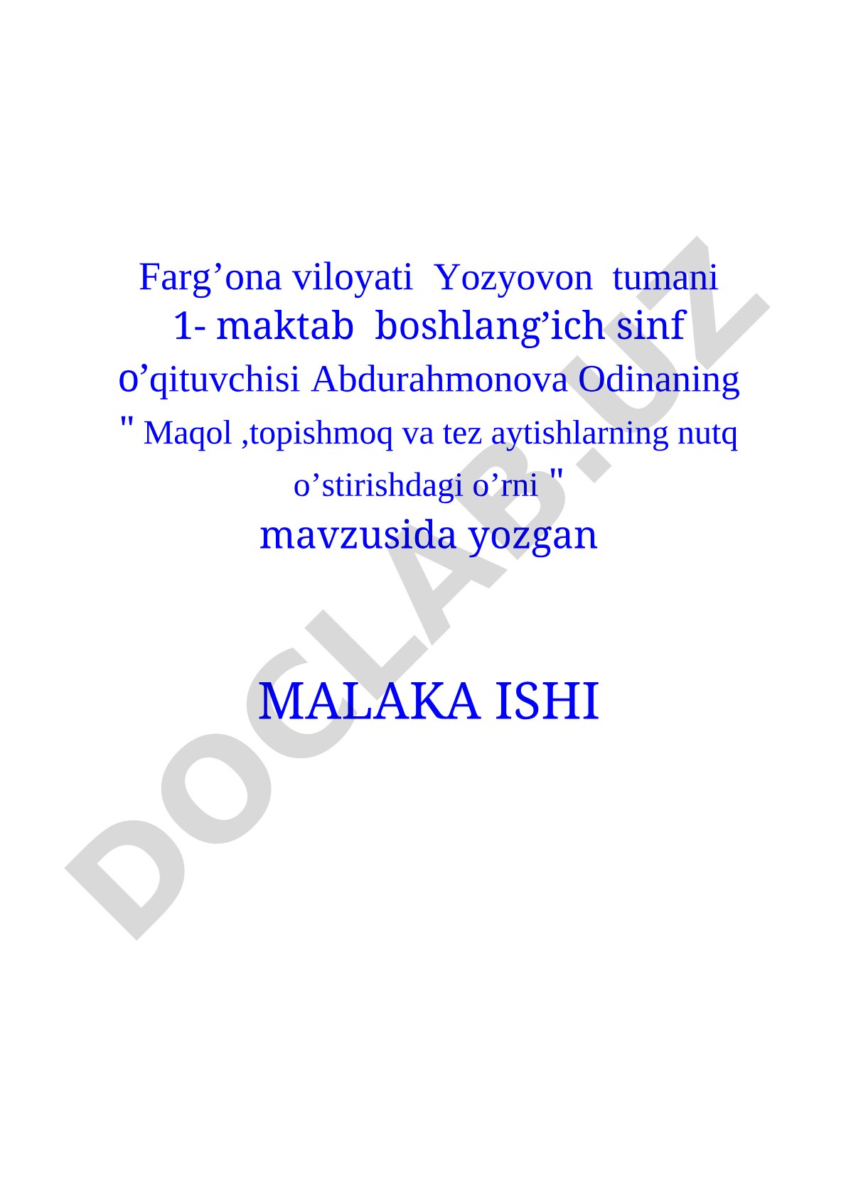 Maqol, topishmoq va tez aytishlarning nutq o’stirishdagi o’rni