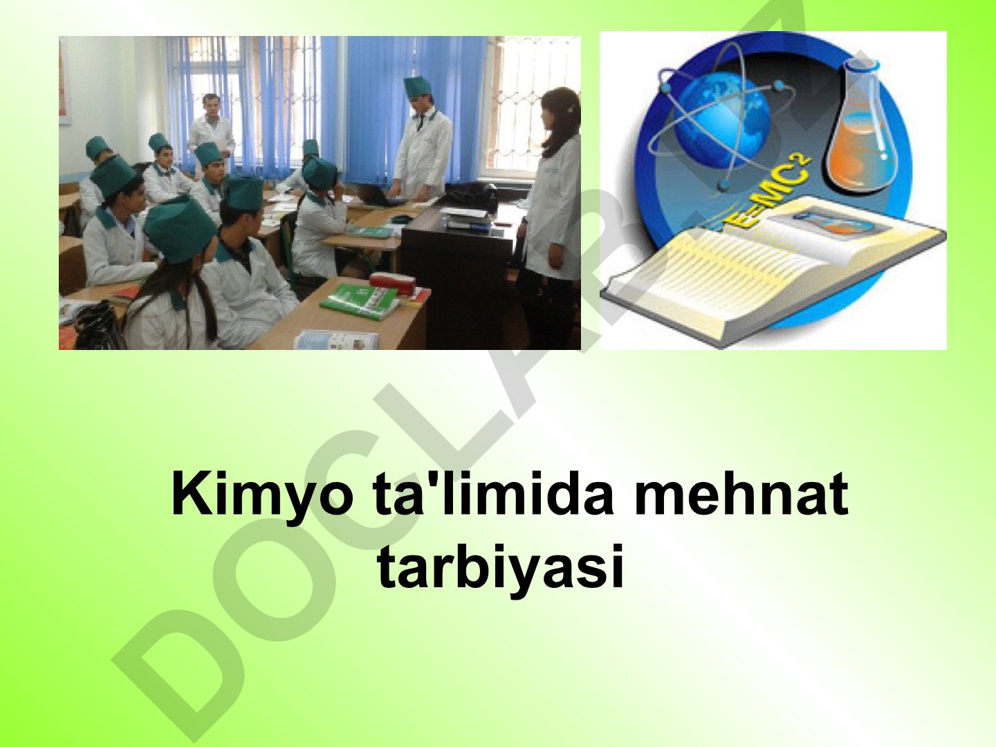 Kimyo ta'limida mehnat tarbiyasi