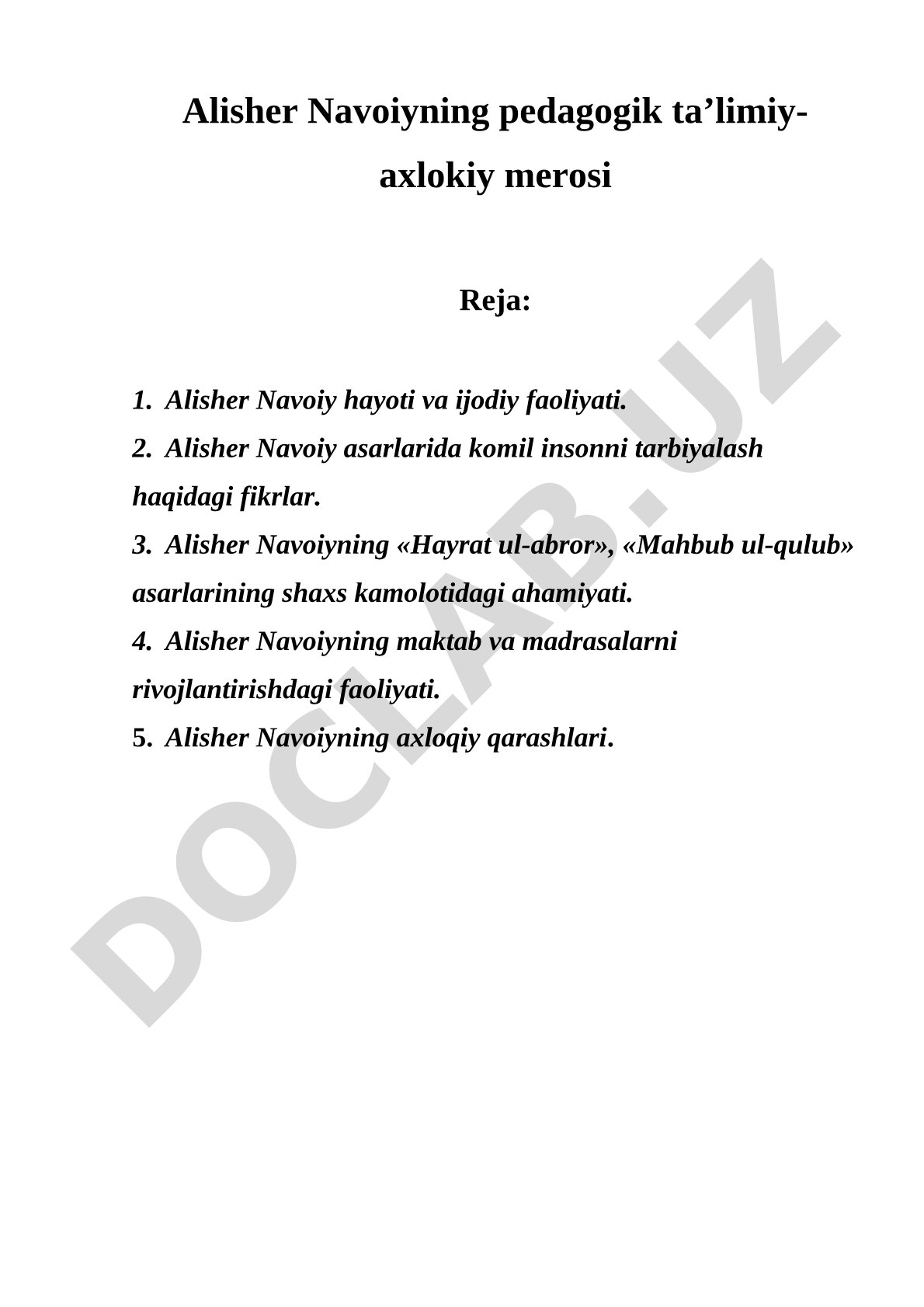 Alisher Navoiyning pedagogik ta'limiy-axlokiy merosi