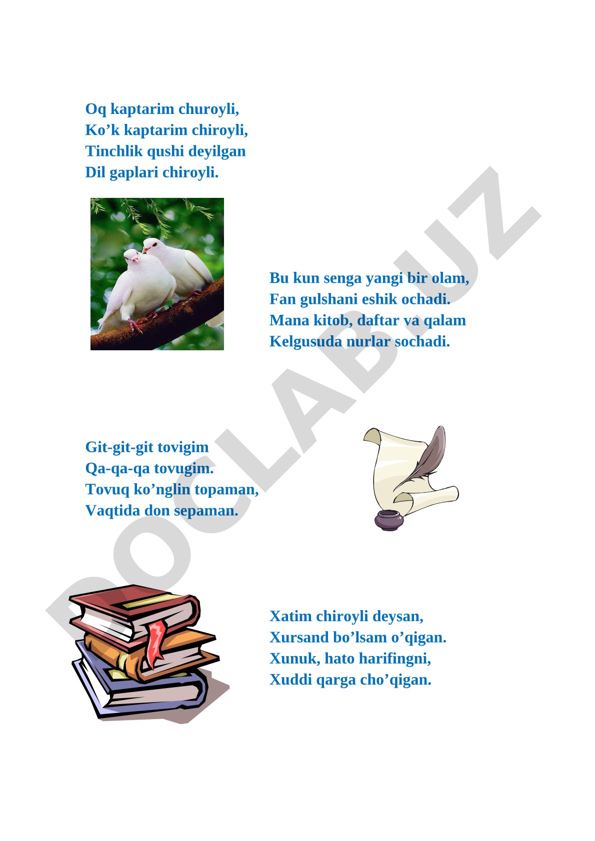 Jismoniy daqiqalar uchun she'r namunalari
