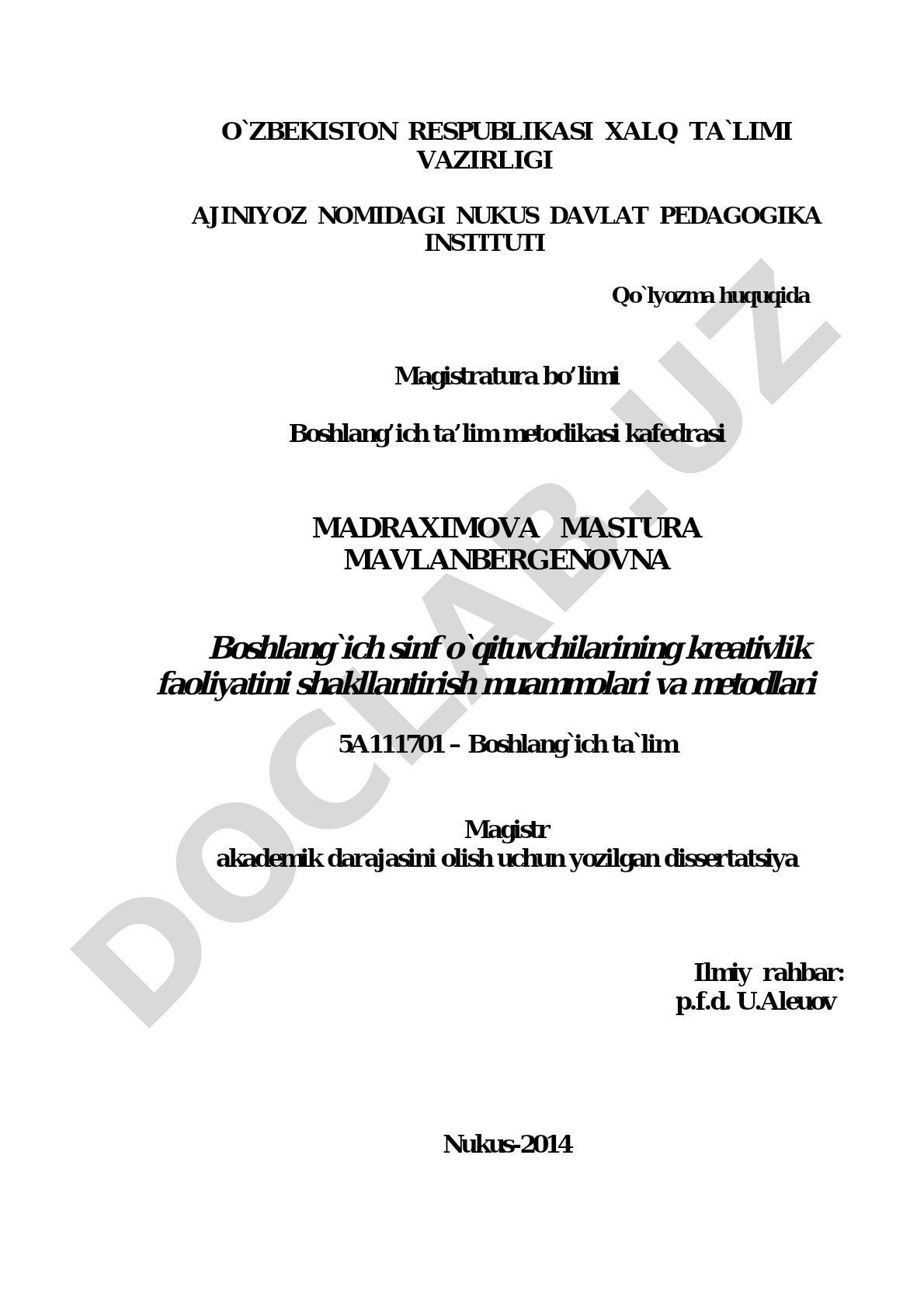 Boshlang'ich sinf o'qituvchilarining kreativlik faoliyatini shakllantirish muammolari va metodlari