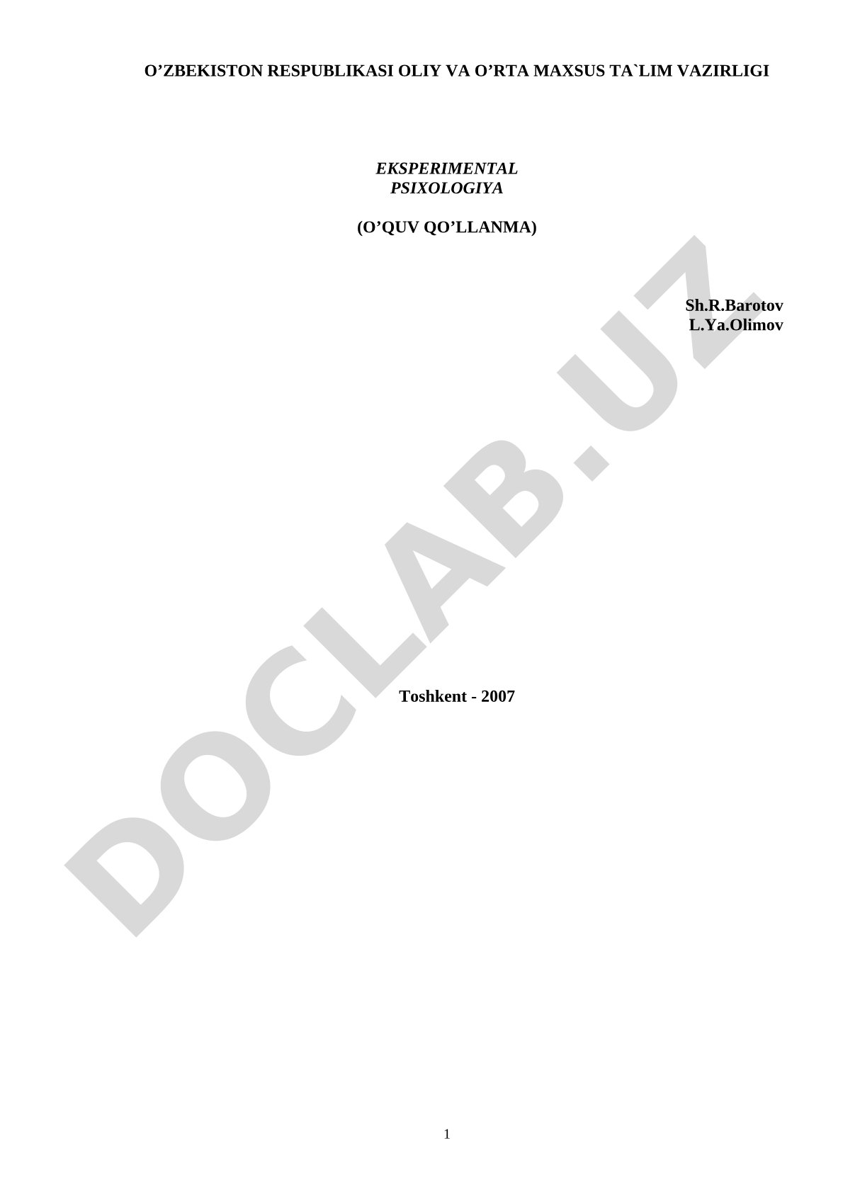 Eksperimental psixologiya (o'quv qo'llanma)