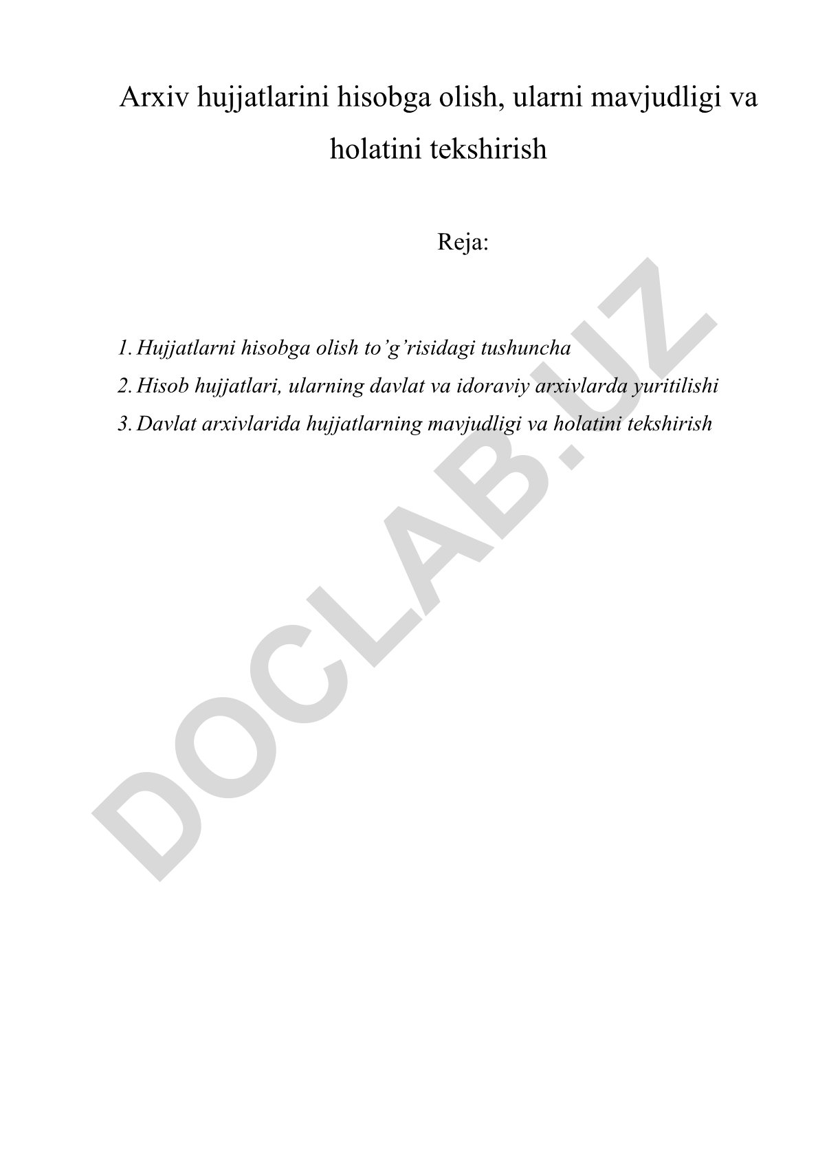 Arxiv hujjatlarini hisobga olish va holatini tekshirish