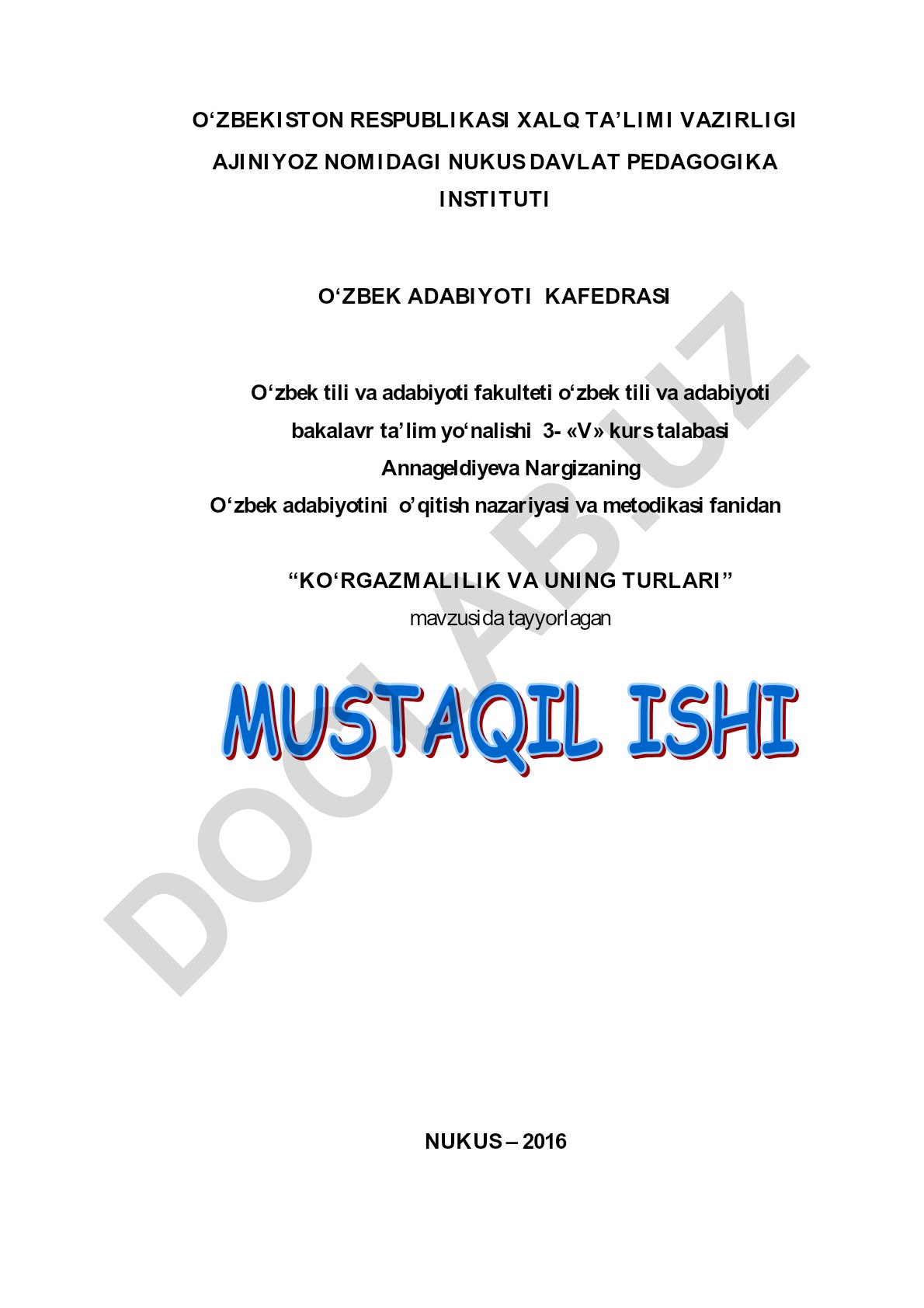 Ko'rgazmalilik va uning turlari