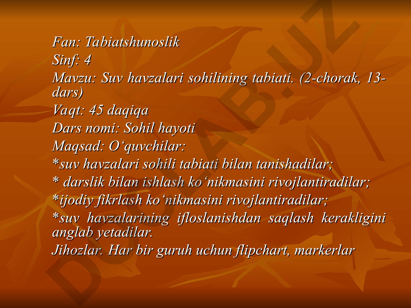 Suv havzalari sohilining tabiati