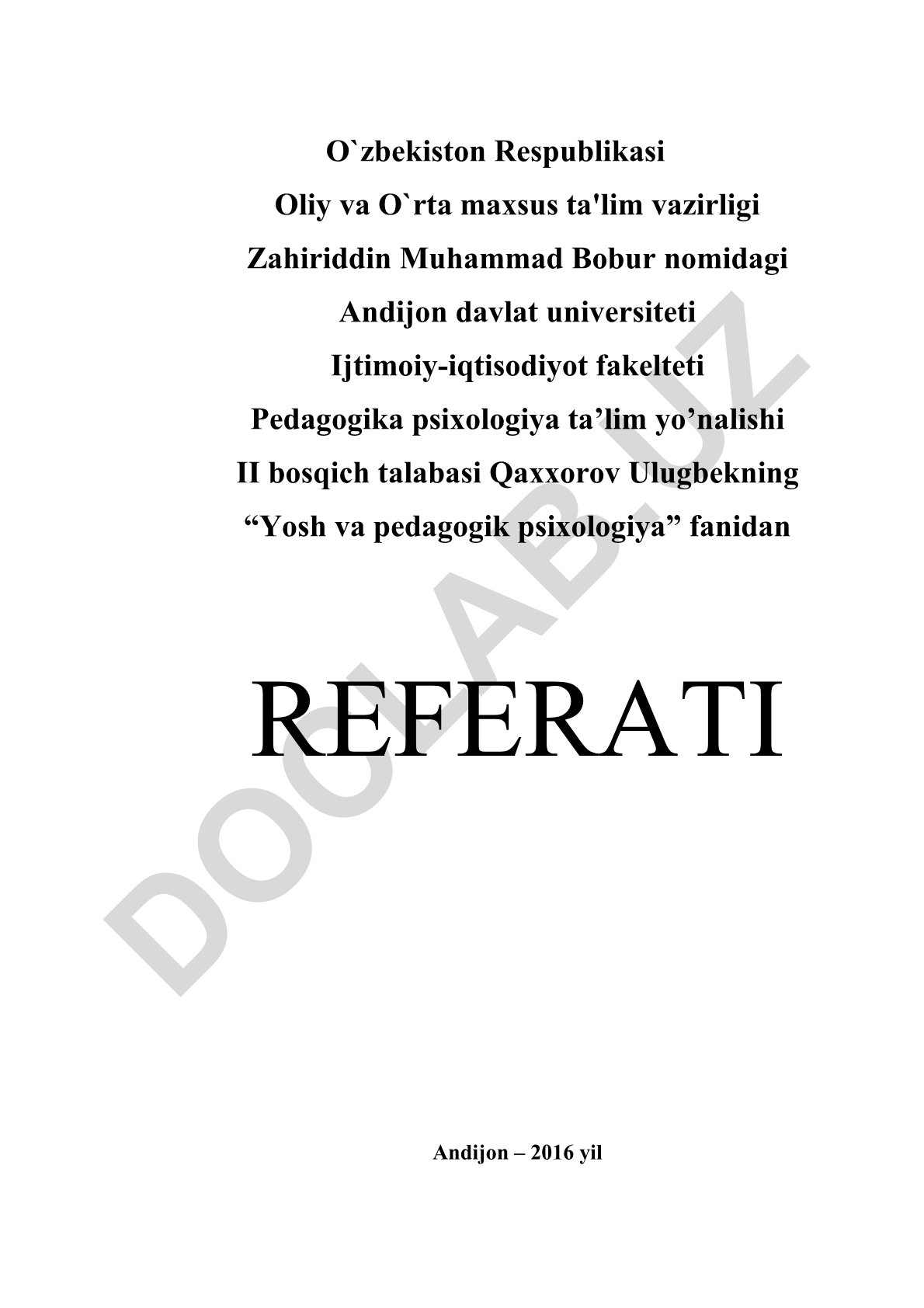 Ilk bolalik davri psixologik xususiyatlari