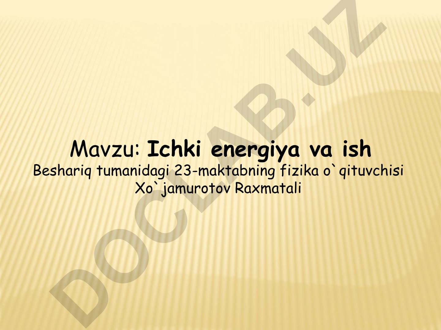 Ichki energiya va ish