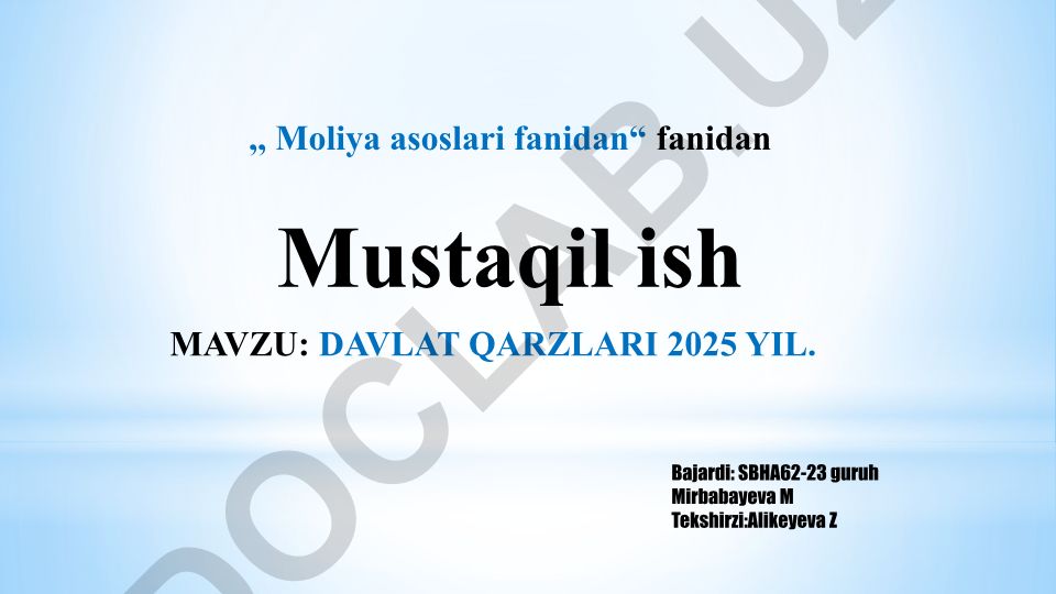 Davlat qarzi va davlat byudjet taqchilligining mohiyati