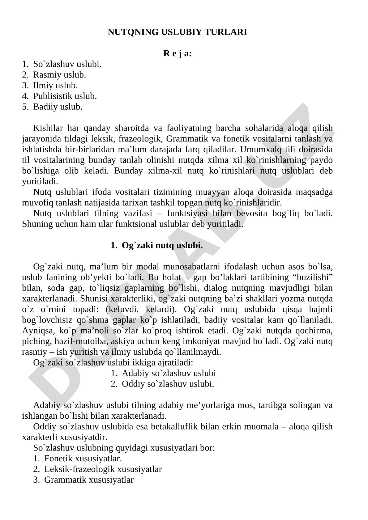 Nutqning uslubiy turlari